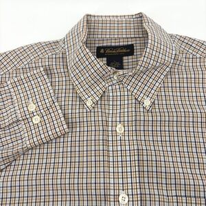 Brooks Brothers Mens Non Iron Cotton Plaid Button Down Shirt Size L